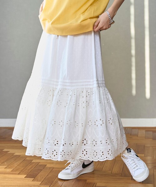 coen（コーエン）の「MARKET（マーケット）エンブロティアード スカート（スカート・レディース・ブラック/オフホワイト・FREE）」の2枚目の写真