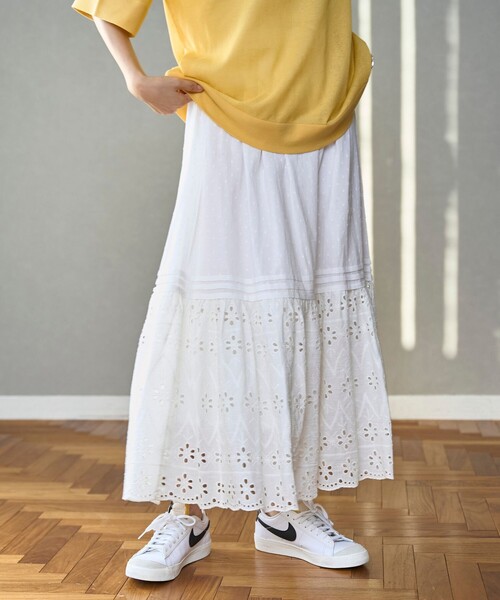 coen（コーエン）の「MARKET（マーケット）エンブロティアード スカート（スカート・レディース・ブラック/オフホワイト・FREE）」の4枚目の写真