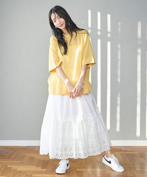 coen（コーエン）の「MARKET（マーケット）エンブロティアード スカート（スカート・レディース・ブラック/オフホワイト・FREE）」の6枚目の写真