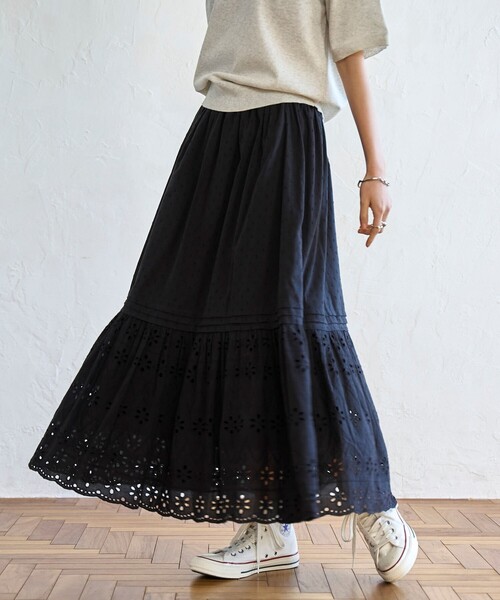 coen（コーエン）の「MARKET（マーケット）エンブロティアード スカート（スカート・レディース・ブラック/オフホワイト・FREE）」の9枚目の写真