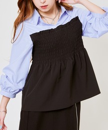 ブラウス シャツ ストライプドッキングシャツ レディース antiqua ブラウス シャツ ストライプドッキングシャツ