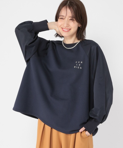 studio CLIP（スタディオクリップ）の「布帛切り替えラグランプルオーバー（Tシャツ/カットソー・レディース・グレー/アイボリー/ネイビー・FREE）」の3枚目の写真