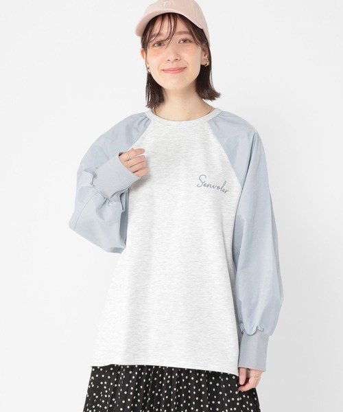 studio CLIP（スタディオクリップ）の「布帛切り替えラグランプルオーバー（Tシャツ/カットソー・レディース・グレー/アイボリー/ネイビー・FREE）」の5枚目の写真