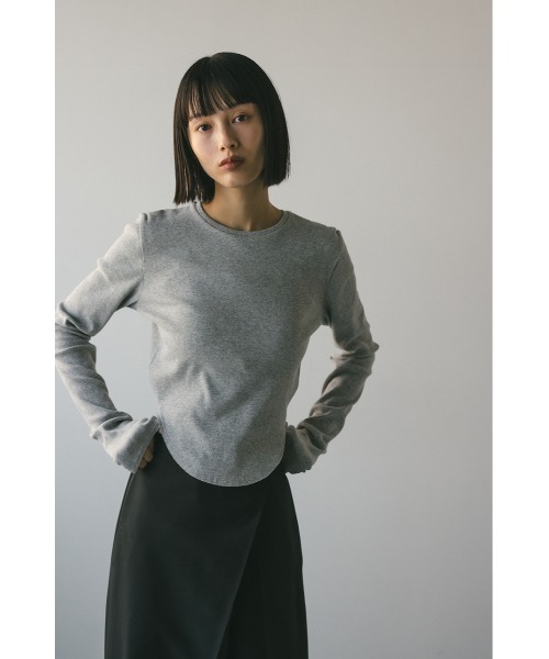 STYLEMIXER(スタイルミキサー)の「ヘムラウンドリブトップ(Tシャツ/カットソー・レディース・ブラック/ライトイエロー/杢グレー/ホワイト・FREE)」の19枚目の写真