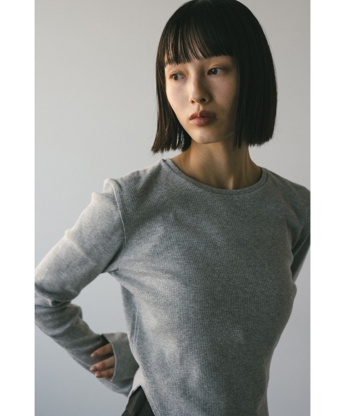 STYLEMIXER(スタイルミキサー)の「ヘムラウンドリブトップ(Tシャツ/カットソー・レディース・ブラック/ライトイエロー/杢グレー/ホワイト・FREE)」の21枚目の写真