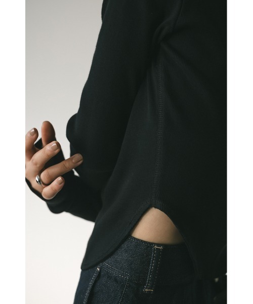 STYLEMIXER(スタイルミキサー)の「ヘムラウンドリブトップ(Tシャツ/カットソー・レディース・ブラック/ライトイエロー/杢グレー/ホワイト・FREE)」の16枚目の写真