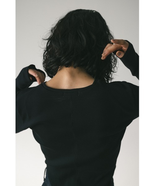 STYLEMIXER(スタイルミキサー)の「ヘムラウンドリブトップ(Tシャツ/カットソー・レディース・ブラック/ライトイエロー/杢グレー/ホワイト・FREE)」の17枚目の写真