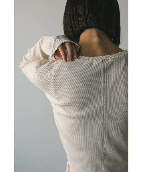 STYLEMIXER(スタイルミキサー)の「ヘムラウンドリブトップ(Tシャツ/カットソー・レディース・ブラック/ライトイエロー/杢グレー/ホワイト・FREE)」の8枚目の写真