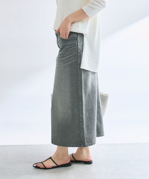 美品☆RIVE DROITE MONN.:.ルーズデニムスカート　グレー 36 新品未使用☆RIVE DROITE MONN.:.ルーズデニムスカートグレー