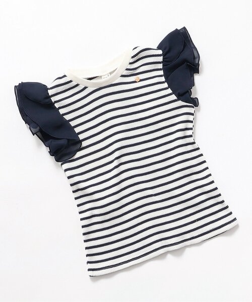 apres les cours（アプレレクール）の「【ジュニア対応】ワッフルレース・フリル半袖Tシャツ（Tシャツ/カットソー・キッズ・ブラック/アイボリー/その他2/ミント/ピンク・80/90/100/110/120/130/140）」の5枚目の写真