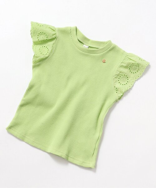apres les cours（アプレレクール）の「【ジュニア対応】ワッフルレース・フリル半袖Tシャツ（Tシャツ/カットソー・キッズ・ブラック/アイボリー/その他2/ミント/ピンク・80/90/100/110/120/130/140）」の3枚目の写真