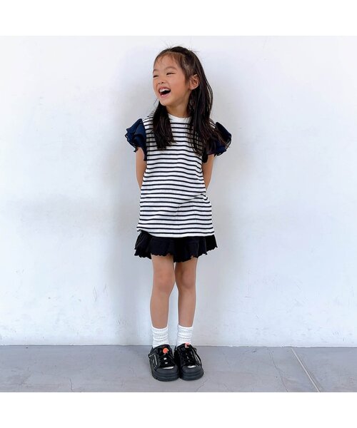 apres les cours（アプレレクール）の「【ジュニア対応】ワッフルレース・フリル半袖Tシャツ（Tシャツ/カットソー・キッズ・ブラック/アイボリー/その他2/ミント/ピンク・80/90/100/110/120/130/140）」の16枚目の写真