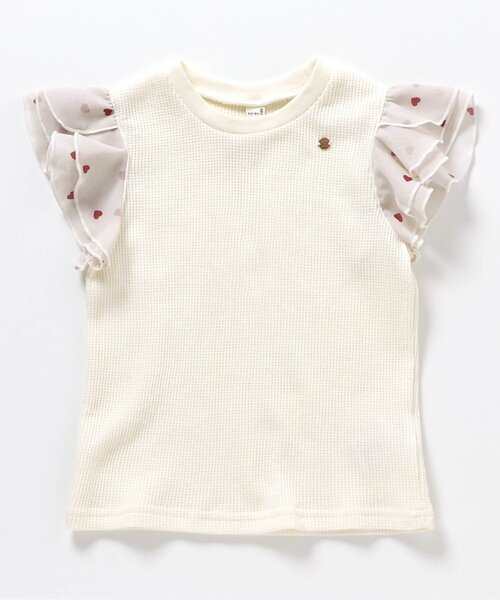 apres les cours（アプレレクール）の「【ジュニア対応】ワッフルレース・フリル半袖Tシャツ（Tシャツ/カットソー・キッズ・ブラック/アイボリー/その他2/ミント/ピンク・80/90/100/110/120/130/140）」の7枚目の写真