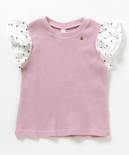 apres les cours（アプレレクール）の「【ジュニア対応】ワッフルレース・フリル半袖Tシャツ（Tシャツ/カットソー・キッズ・ブラック/アイボリー/その他2/ミント/ピンク・80/90/100/110/120/130/140）」の9枚目の写真