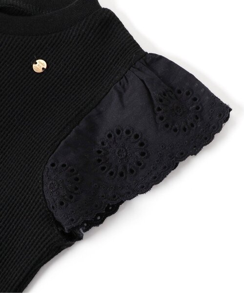 apres les cours（アプレレクール）の「【ジュニア対応】ワッフルレース・フリル半袖Tシャツ（Tシャツ/カットソー・キッズ・ブラック/アイボリー/その他2/ミント/ピンク・80/90/100/110/120/130/140）」の11枚目の写真