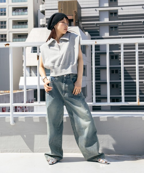 KBF（ケイビーエフ）の「ショルダータックZIPスウェット（スウェット・レディース・グレー系その他/ブラウン/ネイビー・ONE）」の6枚目の写真