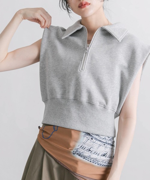 KBF（ケイビーエフ）の「ショルダータックZIPスウェット（スウェット・レディース・グレー系その他/ブラウン/ネイビー・ONE）」の9枚目の写真