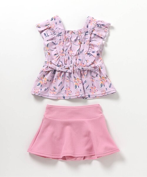 apres les cours（アプレレクール）の「【UVカット/ジュニア対応】レモン・花柄シャーリングセパレート水着（水着・キッズ・アイボリー/サーモンピンク/ラベンダー・80/90/100/110/120/130/140）」の10枚目の写真