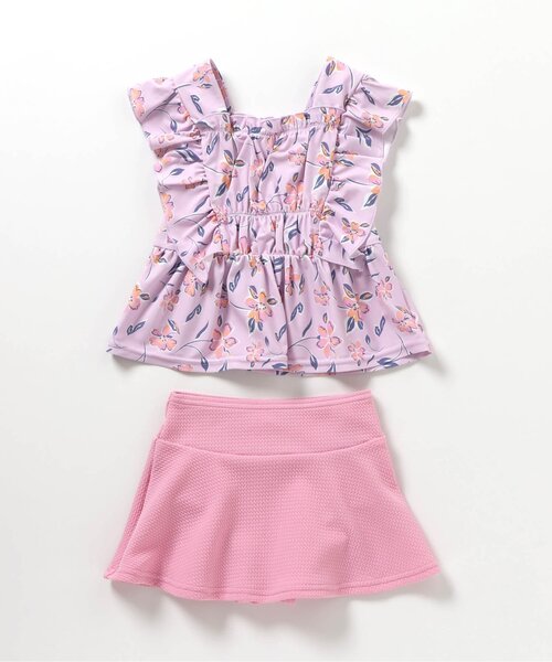 apres les cours（アプレレクール）の「【UVカット/ジュニア対応】レモン・花柄シャーリングセパレート水着（水着・キッズ・アイボリー/サーモンピンク/ラベンダー・80/90/100/110/120/130/140）」の19枚目の写真