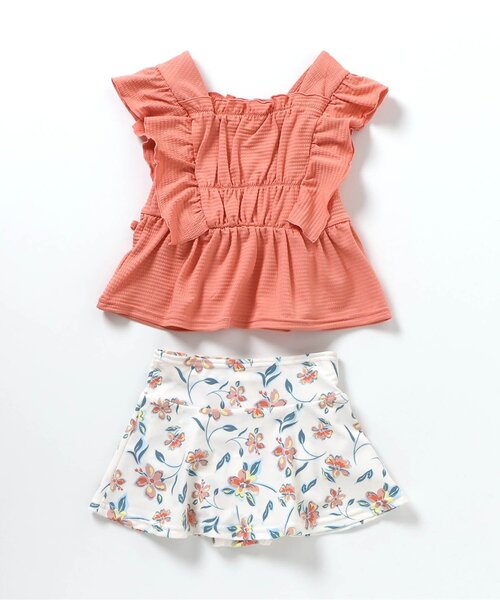 apres les cours（アプレレクール）の「【UVカット/ジュニア対応】レモン・花柄シャーリングセパレート水着（水着・キッズ・アイボリー/サーモンピンク/ラベンダー・80/90/100/110/120/130/140）」の20枚目の写真