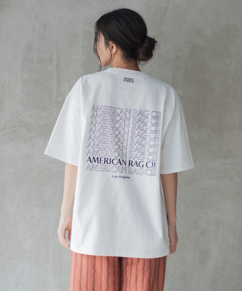 AMERICAN RAG CIE（アメリカンラグシー）の「for BAYFLOW リピートロゴショートスリーブTシャツ（Tシャツ/カットソー・レディース・ブラック/ホワイト・L/M）」の2枚目の写真