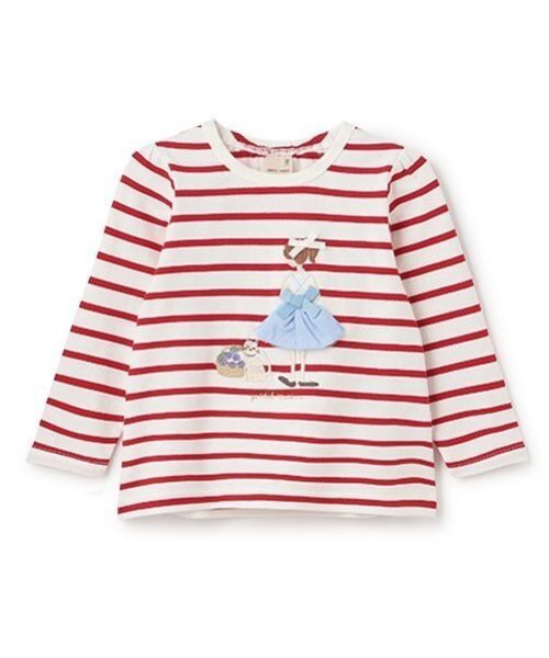 petit main(プティマイン)の「【リンク】girlアップリケ長T(キッズ)(Tシャツ/カットソー・キッズ・オフホワイト/クリーム/レッド/ネイビー・130cm/80cm/100cm/110cm/120cm/90cm)」の4枚目の写真