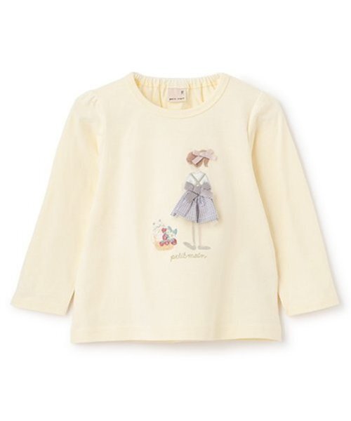 petit main(プティマイン)の「【リンク】girlアップリケ長T(キッズ)(Tシャツ/カットソー・キッズ・オフホワイト/クリーム/レッド/ネイビー・130cm/80cm/100cm/110cm/120cm/90cm)」の3枚目の写真