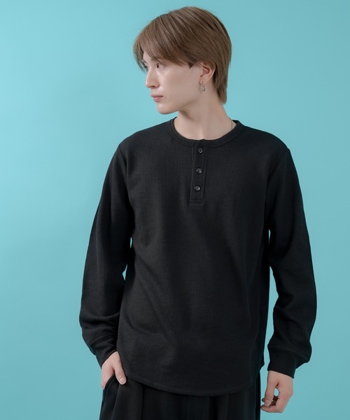 SIDEWAY STANCE(サイドウェイスタンス)の「【SIDEWAY STANCE】ワッフル ヘンリー ネック 長袖Tシャツ(Tシャツ/カットソー・メンズ・ホワイト/ブラック/杢グレー・X-LARGE/LARGE/MEDIUM/SMALL)」の9枚目の写真