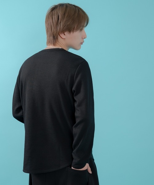 SIDEWAY STANCE(サイドウェイスタンス)の「【SIDEWAY STANCE】ワッフル ヘンリー ネック 長袖Tシャツ(Tシャツ/カットソー・メンズ・ホワイト/ブラック/杢グレー・X-LARGE/LARGE/MEDIUM/SMALL)」の11枚目の写真