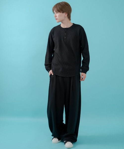 SIDEWAY STANCE(サイドウェイスタンス)の「【SIDEWAY STANCE】ワッフル ヘンリー ネック 長袖Tシャツ(Tシャツ/カットソー・メンズ・ホワイト/ブラック/杢グレー・X-LARGE/LARGE/MEDIUM/SMALL)」の12枚目の写真