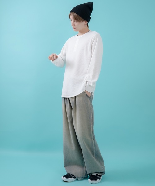 SIDEWAY STANCE(サイドウェイスタンス)の「【SIDEWAY STANCE】ワッフル ヘンリー ネック 長袖Tシャツ(Tシャツ/カットソー・メンズ・ホワイト/ブラック/杢グレー・X-LARGE/LARGE/MEDIUM/SMALL)」の8枚目の写真