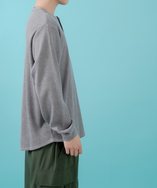 SIDEWAY STANCE(サイドウェイスタンス)の「【SIDEWAY STANCE】ワッフル ヘンリー ネック 長袖Tシャツ(Tシャツ/カットソー・メンズ・ホワイト/ブラック/杢グレー・X-LARGE/LARGE/MEDIUM/SMALL)」の15枚目の写真