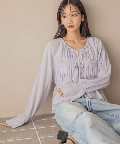 LOWRYS FARM（ローリーズファーム）の「ヨウリュウシャーリングショートブラウス 289336（シャツ/ブラウス・レディース・パープル/イエロー/アイボリー/その他・FREE）」の13枚目の写真