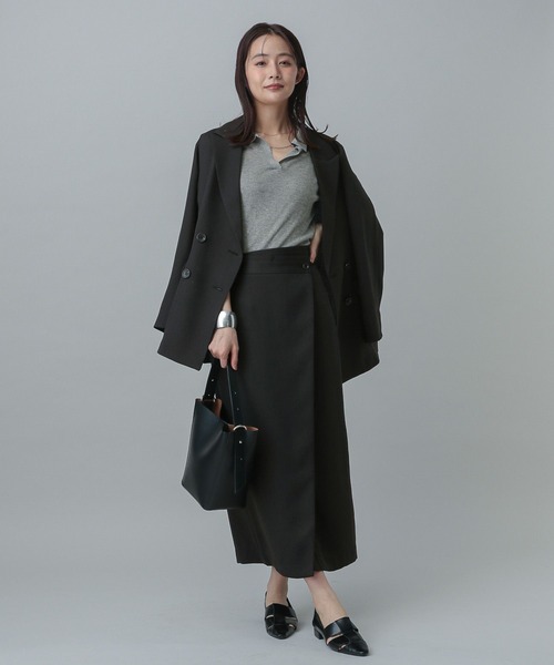 GLOBAL WORK（グローバルワーク）の「MATINEE LINE/リネンライクラップスカート/327150（スカート・レディース・スミクロ/モカ/ブラウン・MEDIUM/LARGE）」の5枚目の写真