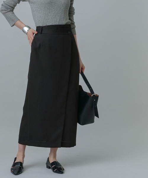 GLOBAL WORK（グローバルワーク）の「MATINEE LINE/リネンライクラップスカート/327150（スカート・レディース・スミクロ/モカ/ブラウン・MEDIUM/LARGE）」の6枚目の写真