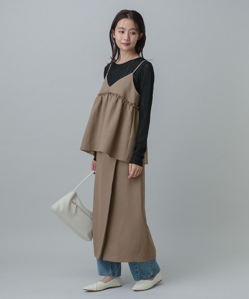 GLOBAL WORK（グローバルワーク）の「MATINEE LINE/リネンライクラップスカート/327150（スカート・レディース・スミクロ/モカ/ブラウン・MEDIUM/LARGE）」の15枚目の写真