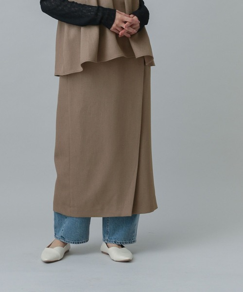 GLOBAL WORK（グローバルワーク）の「MATINEE LINE/リネンライクラップスカート/327150（スカート・レディース・スミクロ/モカ/ブラウン・MEDIUM/LARGE）」の17枚目の写真