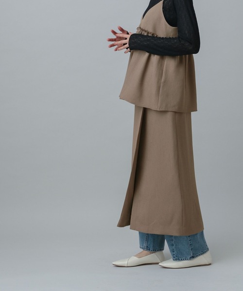 GLOBAL WORK（グローバルワーク）の「MATINEE LINE/リネンライクラップスカート/327150（スカート・レディース・スミクロ/モカ/ブラウン・MEDIUM/LARGE）」の18枚目の写真