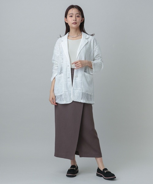 GLOBAL WORK（グローバルワーク）の「MATINEE LINE/リネンライクラップスカート/327150（スカート・レディース・スミクロ/モカ/ブラウン・MEDIUM/LARGE）」の9枚目の写真