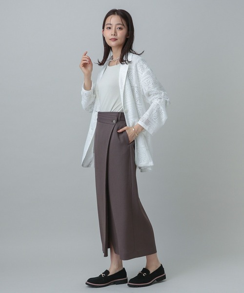 GLOBAL WORK（グローバルワーク）の「MATINEE LINE/リネンライクラップスカート/327150（スカート・レディース・スミクロ/モカ/ブラウン・MEDIUM/LARGE）」の11枚目の写真