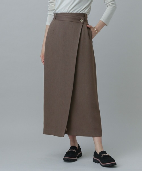 GLOBAL WORK（グローバルワーク）の「MATINEE LINE/リネンライクラップスカート/327150（スカート・レディース・スミクロ/モカ/ブラウン・MEDIUM/LARGE）」の12枚目の写真
