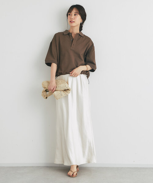 un dix cors(アンディコール)の「《ソフトな艶やかさで上品見え》ビンテージサテンスカート(スカート・レディース・ブラック/アイボリー/カーキ・FREE/S)」の4枚目の写真