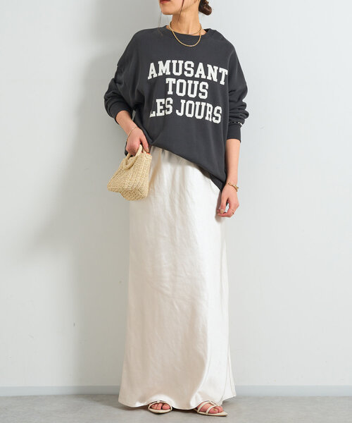 un dix cors(アンディコール)の「《ソフトな艶やかさで上品見え》ビンテージサテンスカート(スカート・レディース・ブラック/アイボリー/カーキ・FREE/S)」の7枚目の写真