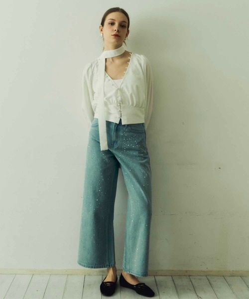 Luan(ルアン)の「【Luan】BOWTIE BLOUSE/ボウタイブラウス(シャツ/ブラウス・レディース・ブルー/ホワイト・FREE)」の1枚目の写真
