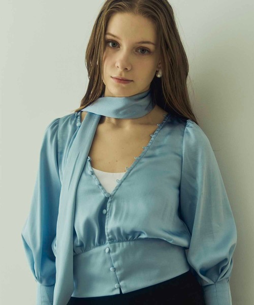 Luan(ルアン)の「【Luan】BOWTIE BLOUSE/ボウタイブラウス(シャツ/ブラウス・レディース・ブルー/ホワイト・FREE)」の17枚目の写真