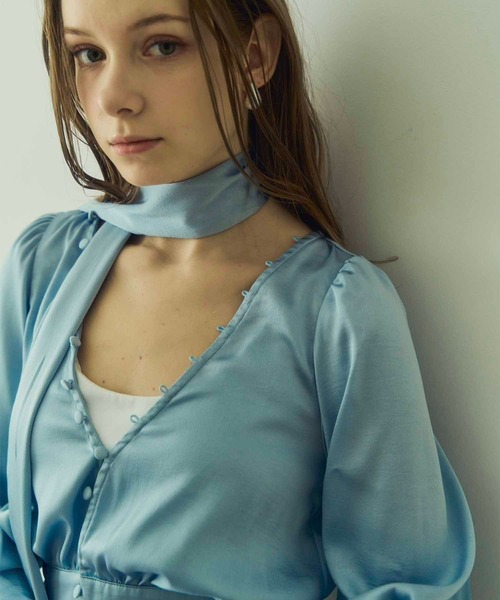 Luan(ルアン)の「【Luan】BOWTIE BLOUSE/ボウタイブラウス(シャツ/ブラウス・レディース・ブルー/ホワイト・FREE)」の18枚目の写真