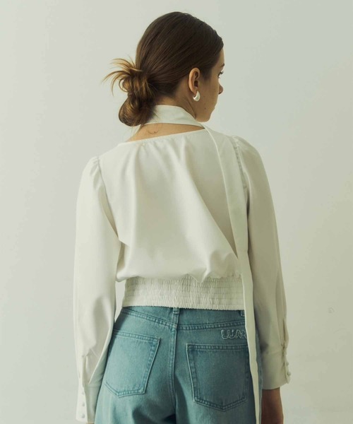 Luan(ルアン)の「【Luan】BOWTIE BLOUSE/ボウタイブラウス(シャツ/ブラウス・レディース・ブルー/ホワイト・FREE)」の6枚目の写真