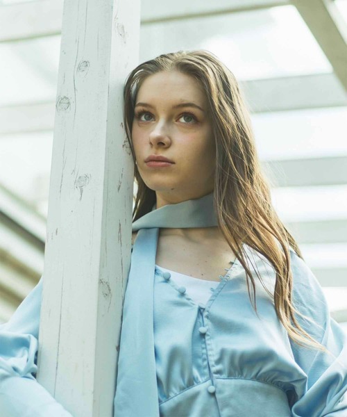 Luan(ルアン)の「【Luan】BOWTIE BLOUSE/ボウタイブラウス(シャツ/ブラウス・レディース・ブルー/ホワイト・FREE)」の16枚目の写真