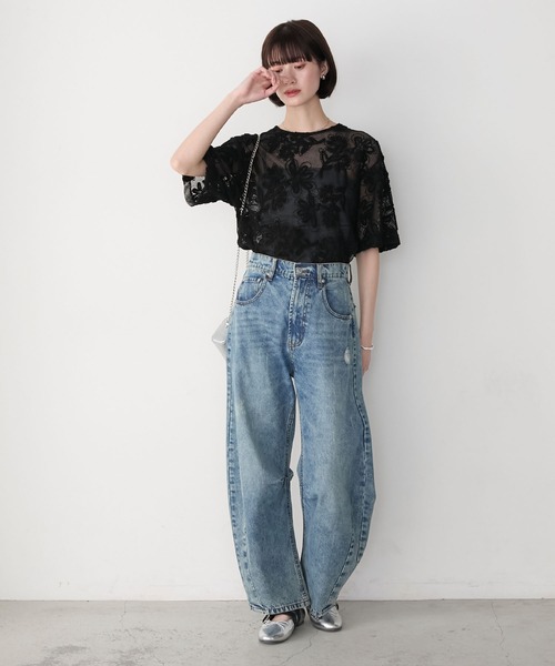 24SS】WOMEN ドライフラワープリント 半袖シャツ ピンク 071642014