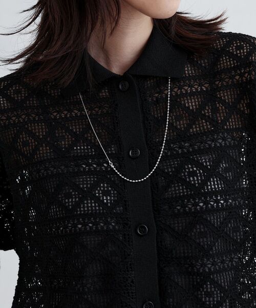 GALLEST(ギャレスト)の「ハーフスリーブレースポロ(シャツ/ブラウス・レディース・ブラック/オフホワイト・38)」の8枚目の写真